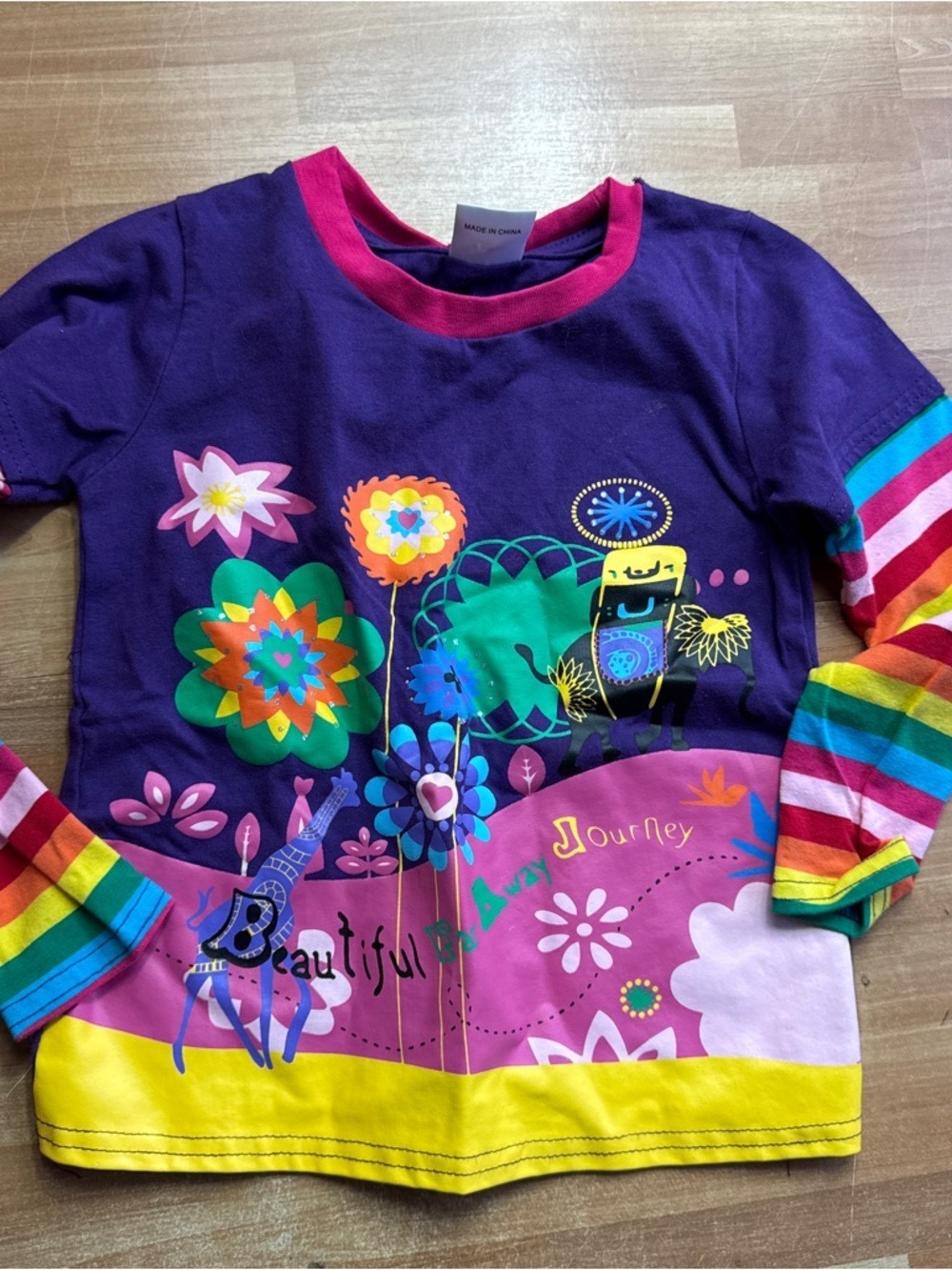 Rainbow colorful long sleeve shirt size 3/4